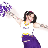 Amateur upskirt posing with a hot babe Joanna Angel in her cheerleader suit