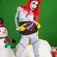 Redhead goth girl Joanna Angel spreads to bare naked ass in hot cosplay