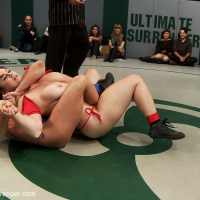 Group of lesbian girls in nonscripted lesbian wrestling fight
