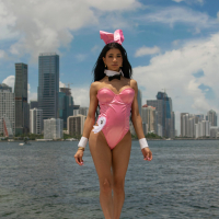 Sexy latin bunny Veronica Rodriguez looks stunning in pink bodysuit