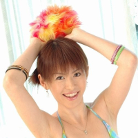 Ai Himeno teasing in multi colored bikini