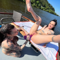 Busty alt Morea Black Proxy Paige Megan Inky enjoy some anal boat trip