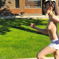 Reality TV star Aiden Ashley out jogging in the nude