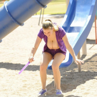Danielle FTV flashing her big naturals at playground