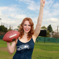 Maitland Ward busty wearing sports outfit in the Super Bowl photoshoot