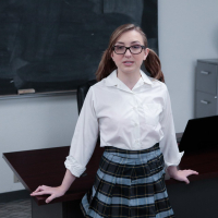 Shy but horny schoogirl Gracie May Green being surprised with a big cock