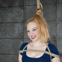 Delirious Hunter sexy blonde is rope bound in lingerie with feet fetish lezdom