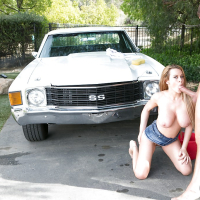 Corrina Blake couldnt wait to suck that cock on the hood of the car