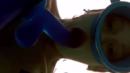 dildo blue the blows her manga pool in minnie