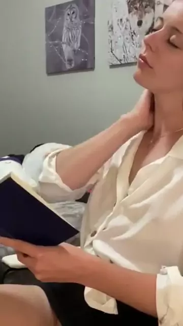 brunette romance novel reading voyeur getting