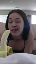 closeup sucking banana bubble
