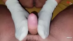 Socks fetish sex with stepmom