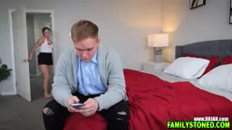 Step Mom gets into a threeway fuck sesh with the stepsiblings