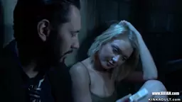 Suspended blonde deep throat screwed