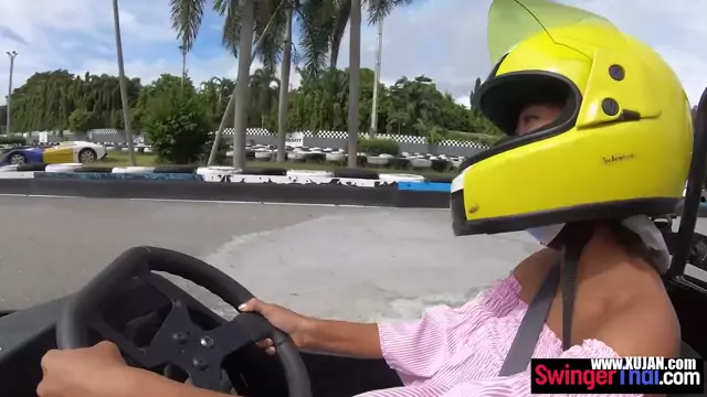 Thai teen amateur GF go karting sex after with her BF
