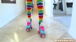 Ebony ass in rainbow socks