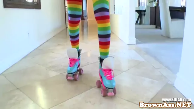 Ebony ass in rainbow socks