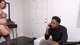 Big Breasted stepmom tips ebony dude with blowjob