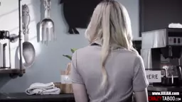 Petite blonde teen swallows a hard prick before BF banged her hard