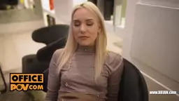 POV Thrill seeker Barbie Brill fucks you on the office stairwell