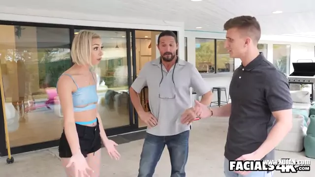 Facials4K Multiple Facials For Unruly Blonde Neighbor Trespassing
