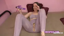 ChickPass Alisha Adams ruins her yoga pants to fuck a big toy