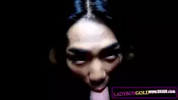 Handcuffed Asian ladyboy amateur used to fulfill his sexual desires