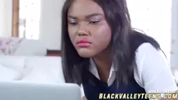 Ebony teenie Yara Skye takes on a thick white prick