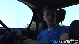 Picked up homo sucks cocks while being anal fucked in 3way