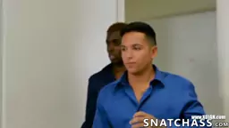 Office guy getting anal mouth smashed in 3some