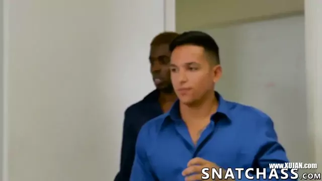 Office guy getting anal mouth smashed in 3some