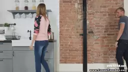 Big Titted natural teen fucks in the kitchen