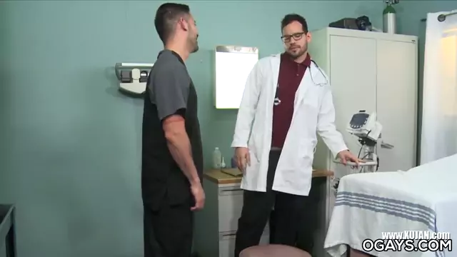 Doc jerking his prick when the intern enters
