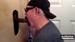 Heavy dude loves sucking glory hole cocks more than anything