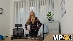 Blonde Takes Off her Panties in front of her Loan Officer