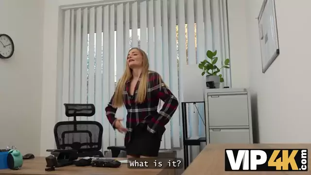 Blonde Takes Off her Panties in front of her Loan Officer