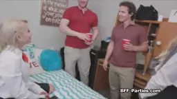 Horny coeds sharing hard cocks at the dorm