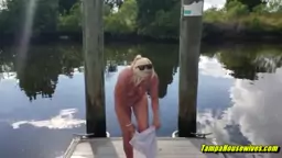 Stripping Nude in Public Makes Her Pussy Wet