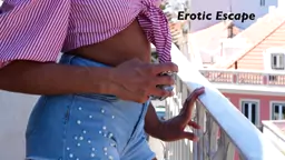 Angel Constance does hot Striptease on the Balcony