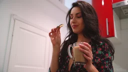 Sweet Angelina Socho likes to strip in the Kitchen