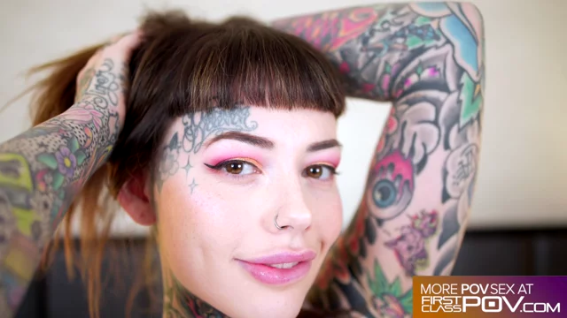 Tattooed hottie Tiger Lilly loves sucking and riding a dick in POV