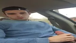 Cute straight guy masturbating in the car.