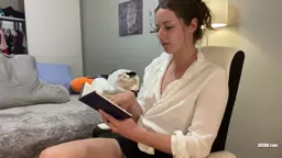 Voyeur of Sexy Brunette Reading a Hot Romance novel and getting off to it
