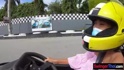 Thai teen amateur GF go karting sex after with her BF