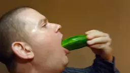 Handsome gay  Cucumber deep into your mouth vid 2